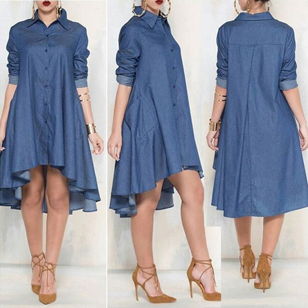 long jeans dress with sleeves