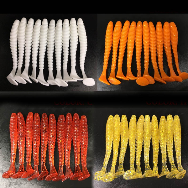 10Pcs New Vivid Worm Soft Lures Artificial Fishing Bait Jig Swim Shad