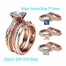 Sterling, White Gold, Engagement Wedding Ring Set, gold