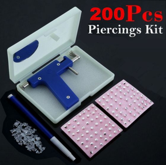 200pcs/lot Professional Steel Ear Nose Navel Body Piercing Gun Earring