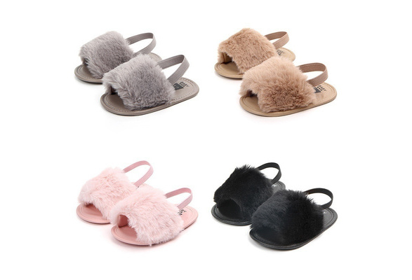 baby girl fur sandals