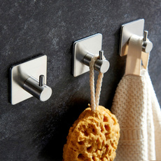 Strong Adhesive Sticker Stainless Steel Hooks Wall Door Clothes Coat Hat Hanger Kitchen Bathroom Rustproof Towel Hooks