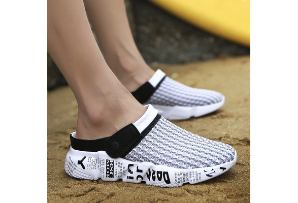 Casual Shoes Mens Mesh House Animal Slippers Lightweight Outdoor Sandals Gray 