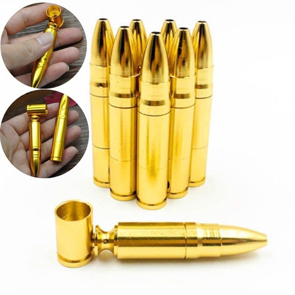 Bullet Shape Metal Pipe Mini Steel Pocket Herb Pipes Tobacco Smoking Bolt Style 