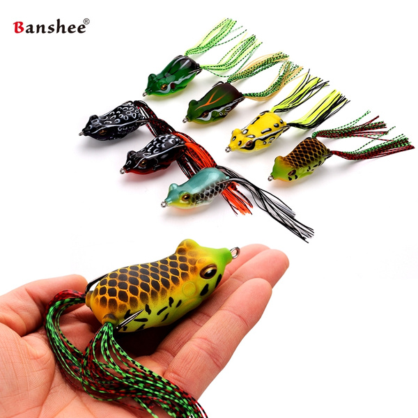 Banshee 15g 60mm Topwater Frog Fishing Lure Natural Painting Soft Bait  Hollow Live Life 3D Frog