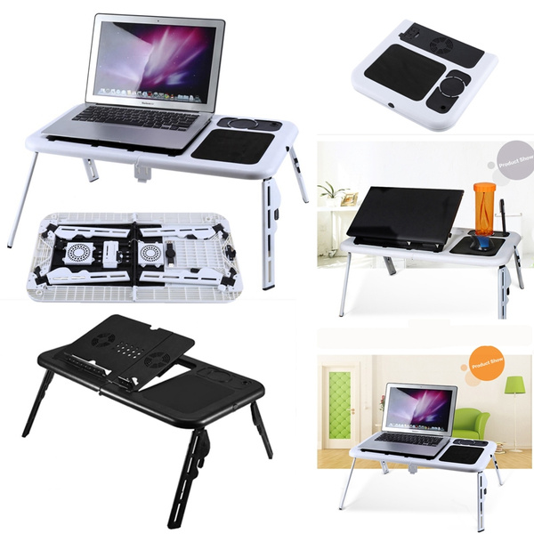 Portable Laptop Desk With USB Cooling Fans Stand Foldable Table Bed Wish