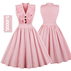 pink, Swing dress, retro style, ruffled