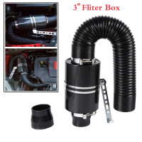 Silver Black Qiilu Turbo Air Intake Pipe Carbon Fiber Universal Car Turbo Inlet Pipe Air Funnel ABS FlexibleTurbo Inlet Pipe Kit for Most Vehicles