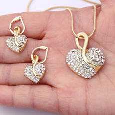 Heart, Set, gold plated earrings, Heart Shape