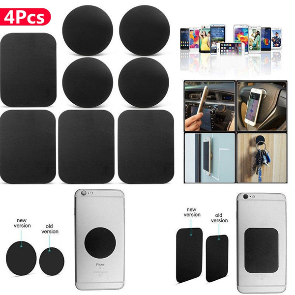 4PCS Metal Plate Sticker Replacement for Magnetic Car Mount Magnet Phone  Holder (Size: Round/Rectangular)