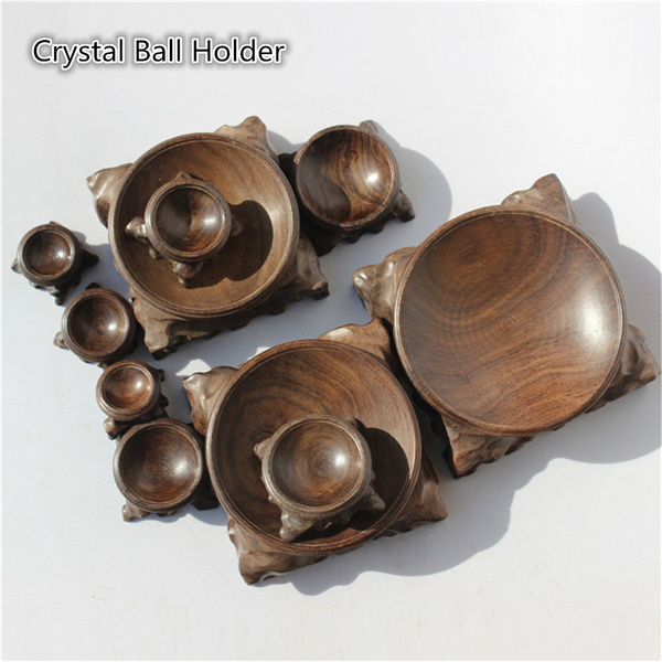 Natural Wood Display Stand Base For Crystal Ball Sphere Statue Holder Home Decor