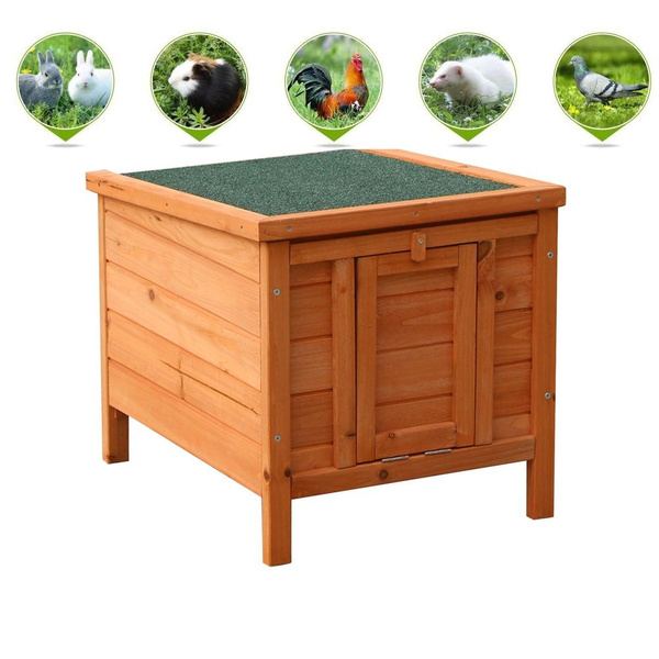 20" Wooden Waterproof Rabbit Hutch Pet Bunny Small Animal House Habitat Natural Wood Color Wish