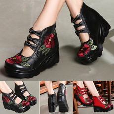 womensleathershoe, flowerhype2shoes2, embroideryshoe, Platform Shoes