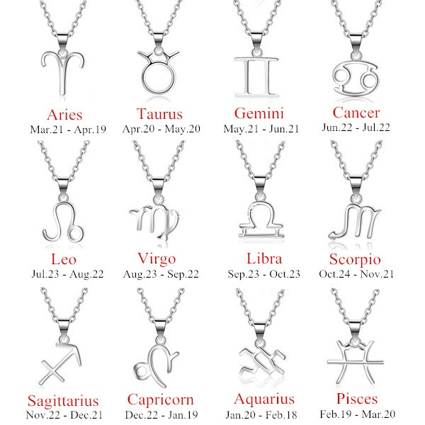 Zodiac Signs 12 Constellations 925 Sterling Silver Pendant Necklace for ...
