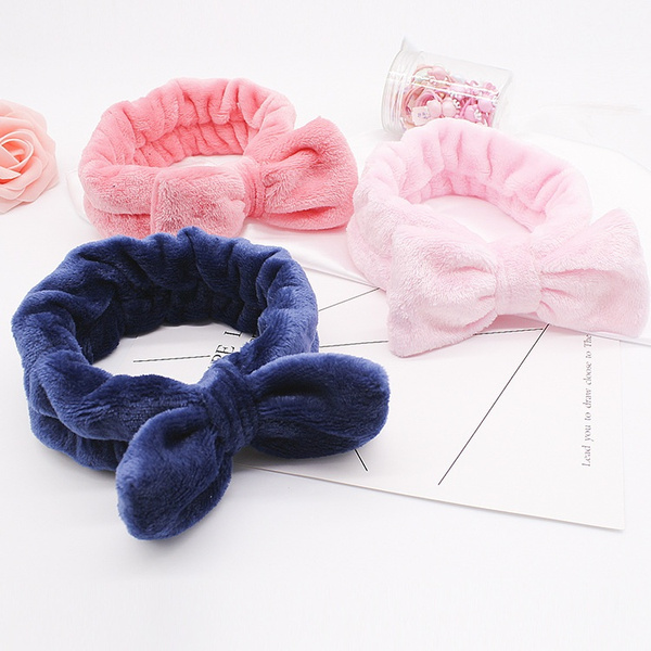 8 Pack Spa Headband for Women, Facial Makeup Headband Soft Coral Fleece  Cosmetic Headband for Women Girls Bow Hair Band Head Wraps for Washing Face