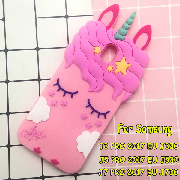 For Samsung Galaxy J3 J5 J7 Pro 17 Eu J330 J530 J730 Unicorn Phone Cases Cute Cartoon Eyelashes Horse Soft Back Cover Girl Case Wish