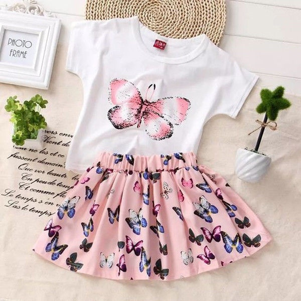 2PCS Baby Girls Kids T-shirt 