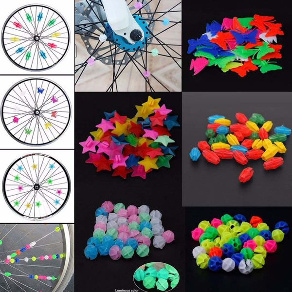 72pcs/lot Bicycle Bike Wheel Plastic Spoke Bead Children Kids Clip Colored Decor 
