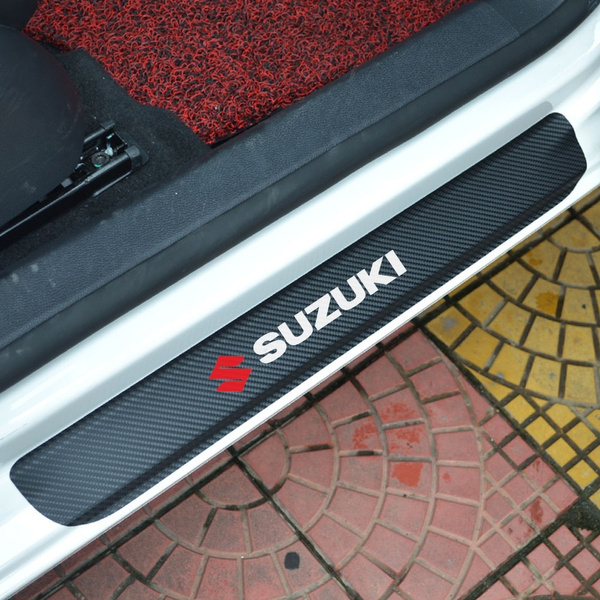 For Suzuki Alto 4PCS Car Door Threshold Scuff Plate Guards Stickers Auto  Carbon Fiber Scratch Protector