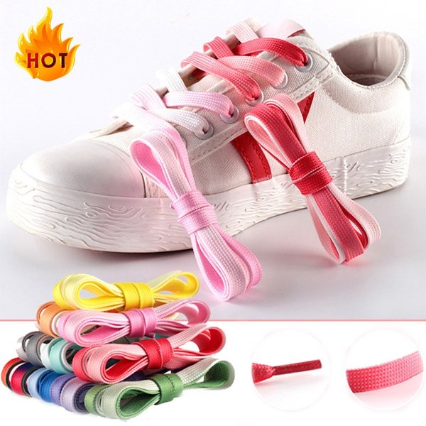 1 Pair of Wide Flat Candy-colored Personality Gradient Shoelace Party ...