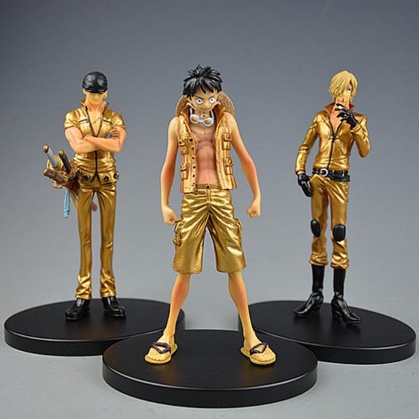 9 PCS/SET Anime DXF One Piece Film Gold Characters with White Cloth Luffy  Figure Collection Toys