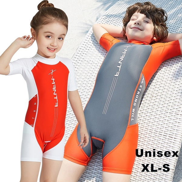 Meina Little Boys Super Hero One Piece Swimsuit Kids Swim Set Short Sleeve Bathing Suit Rashguard Swimwear