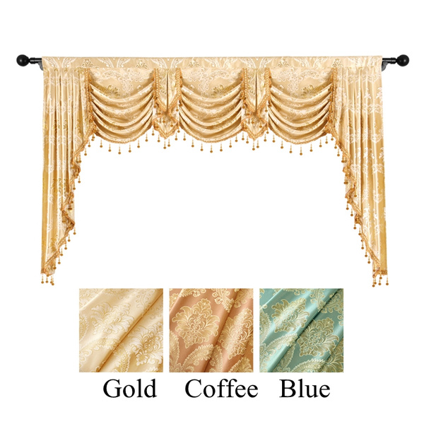 Damask Curtain Valance for Window European Royal Luxury Swags Valance  Curtains for Living Room Jacquard Window Curtains for Bedroom Valance for