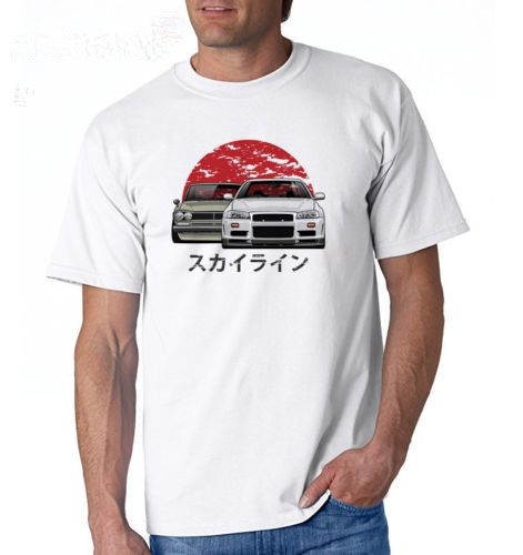 Camiseta masculina Nissan Skyline Drift Japão Carro Camisa Blusa Branca  Estampada