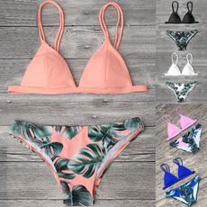bathing suit, two piece swimsuit, leaf, bikini set