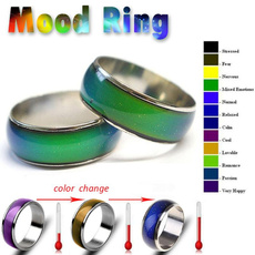 Couple Rings, colorchanging, emotionring, Joyería de pavo reales