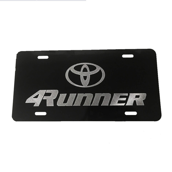 Toyota 4Runner Logo Car Tag Diamond Etched on Black Aluminum License Plate