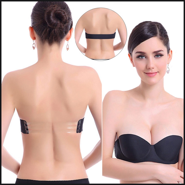 Strapless Padded Push Up Bra Clear Back Straps Bras Wedding Party Invisible  Bra