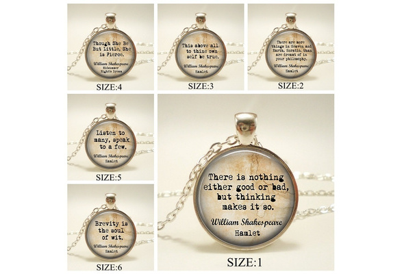 Family Decor Shakespeare English Sentence Quote Pendant Necklace Cabochon Glass Vintage Bronze Chain Necklace Jewelry Handmade 
