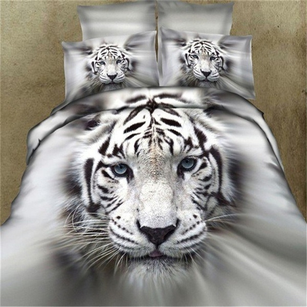 New Fashion 3d White Tiger Bedding Set Comforter Bedclothes Sets Size King Queen Full Twin 3pcs Wish New Fashion 3d White Tiger Bedding Set, Bengals Queen Bedding