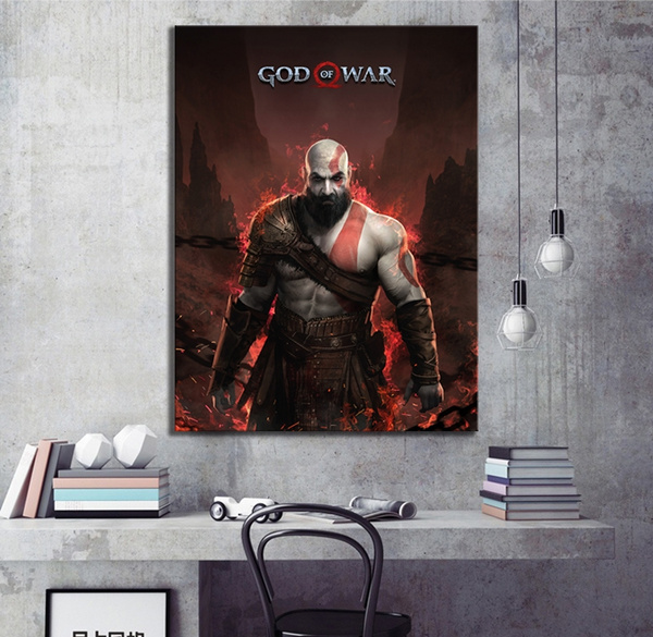 1 Piece God of War Kratos Video Game Poster Decorative Oil