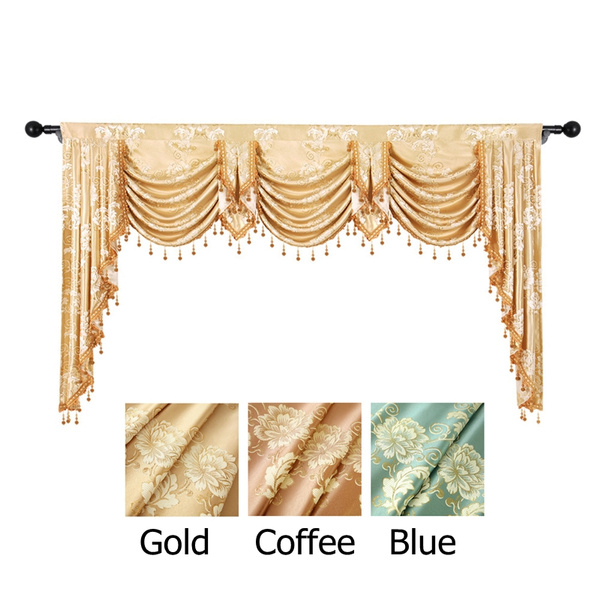 Fl Curtain Valance For Window European Royal Luxury Swags Curtains Living Room Jacquard Bedroom Waterfall Kitchen Rod Pocket 1 Piece Wish Fl Curtain Valance For Window, Waterfall Curtain Valance