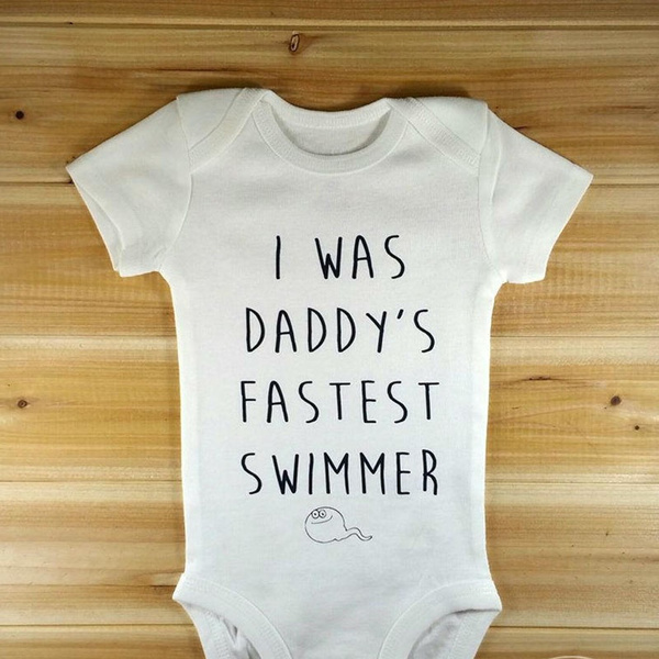 Funny Onesies Hipster Baby Clothes Funny Baby Onesies I Was Daddy's Fastest  Swimmer Cute Baby Onesie Baby Boy Baby Girl New Baby Gift | Wish
