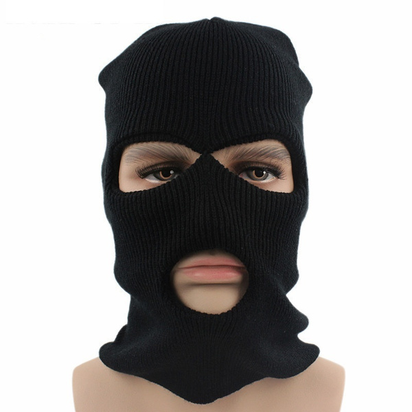 3Hole Winter Warm Ski Mask Balaclava Black Knit Hat Face Shield Beanie Snow Cap 