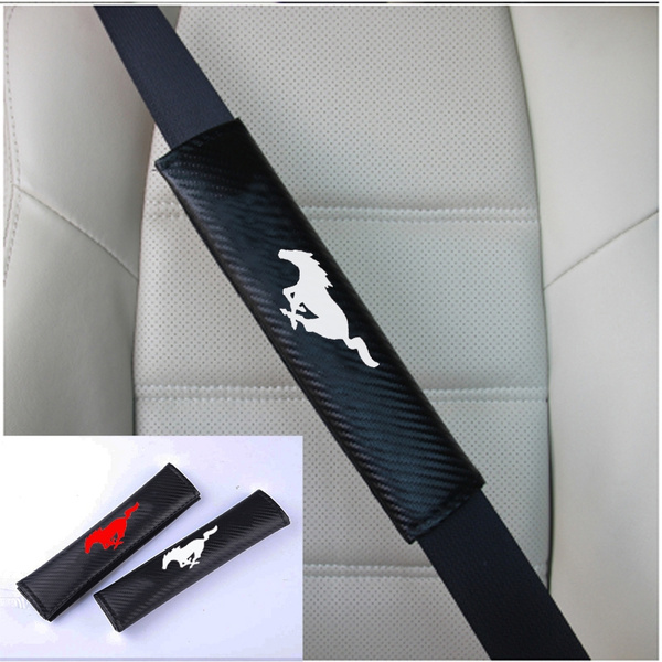 2Pcs Car Seat Belt Pads Cover with Brand Logo Car Seat Belt Shoulder Pad Interior Accessories for Ford Mustang