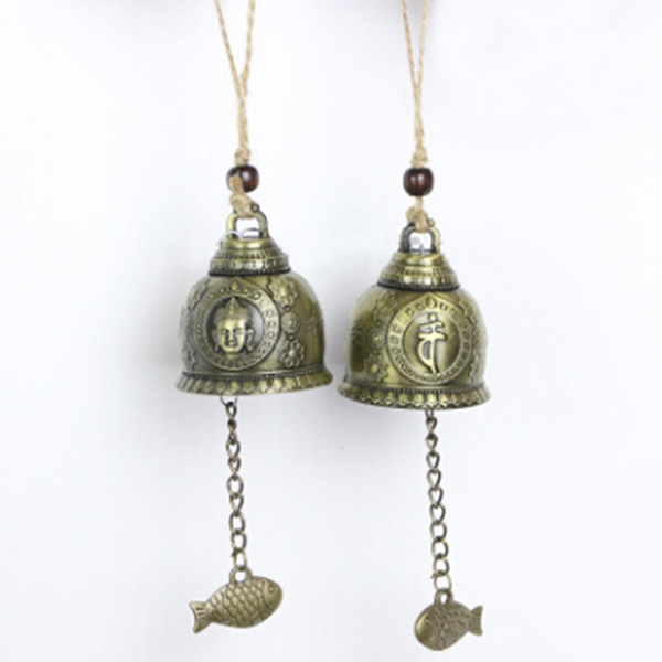 Buddha Statue Pattern Bell Blessing Feng Shui Wind Chime Home Car Hanging Decor 