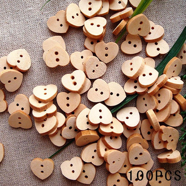 Heart Shaped Wooden Buttons