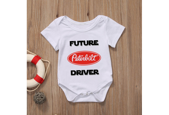 RARE FUTURE PETERBILT DRIVER BABY FUNNY BODYSUIT JUMP SUIT ONE PIECE ROMPER NEW 