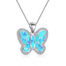 butterfly, opalnecklace, Chain Necklace, rainbow