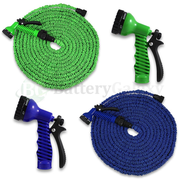 Deluxe 25 50 75 100 FT Expandable Flexible Garden Water Hose With Spray Nozzle 