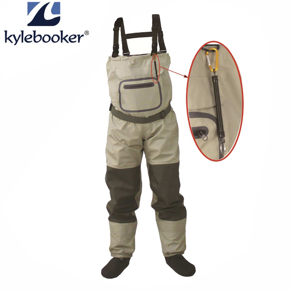 Outdoor Fly Fishing Stocking Foot Waterproof And Breathable Chest Waders  With One Buckle Accidently Rope Kits