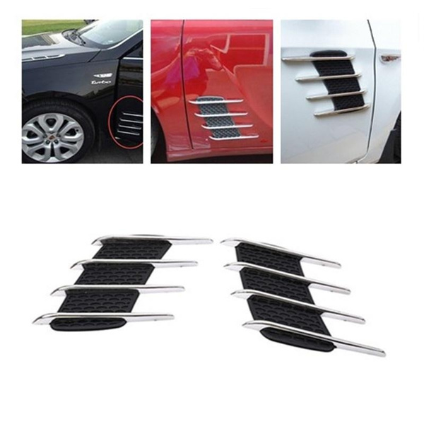 1 Pair Car Shark Gills Exterior Decor Side Air Intake Flow Grille Vent  Outlet Decorative Car Styling Modification