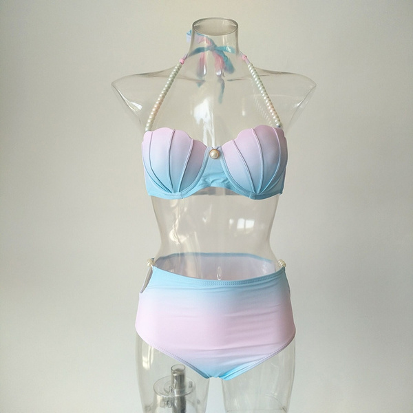 Women Two Piece Mermaid Swimsuit Shell Bikini Set Push Up Swimwear 
