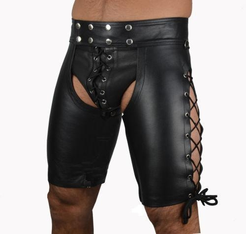 sex skinny split black leather shorts 