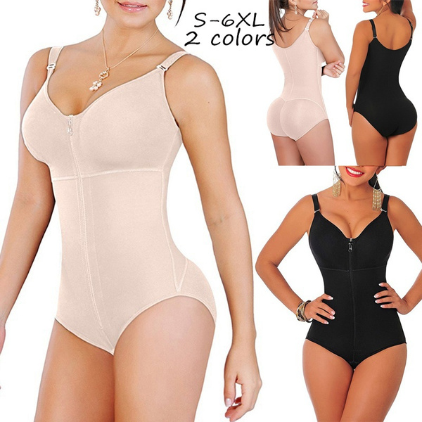 New Womens Plus Size Bodysuit Shapewear Slimming Tummy Control Full Body  Shaper Panty Style Clip & Zip with Bra Fajas Colombianas 2 Colors