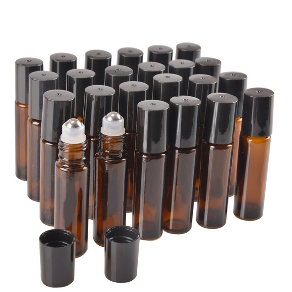 2 ml Amber Glass Roller Bottles with Stainless Steel Roll On